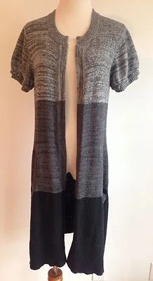 Kenar Long Cotton Cardigan Sweater Gray Heather & Black Size M — 第 1/4 张图片