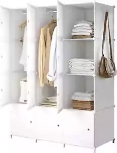 Tragbarer Kleiderschrank Platzsparender Modularer Kunststoffschrank mit Stange - Bild 1 von 7