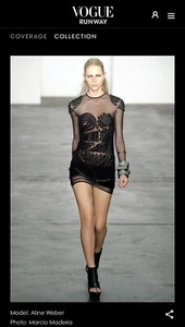 NUEVO 2 S Alexander Wang Raro Pasarela Malla Bodycon Vestido Negro Elástico Mini Cremallera - Imagen 1 de 9