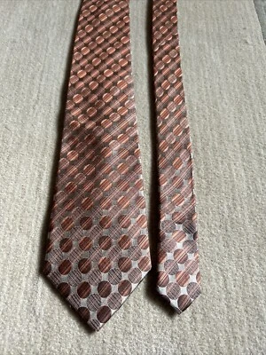 Corbata Hombre 58” Alfani Naranja Hecha a Mano 100% Seda Punteada Foto 1 de 4