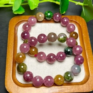 12mm Natural Tourmaline Bead Bracelet Reiki Crystal Quartz Healing Decorate 1pc - Picture 1 of 6