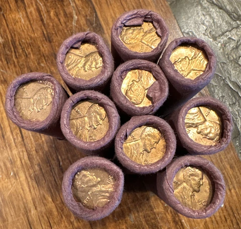 Two 1961 Lincoln Memorial Cent Roll Old Bank Wrapped OBW Cover