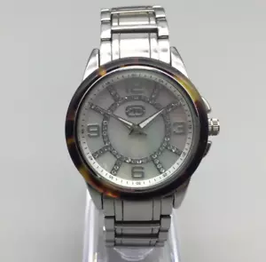 Marc Ecko Watch Women 36mm Silver Tone Faux Tortoise Bezel New Battery 7" - Picture 1 of 13