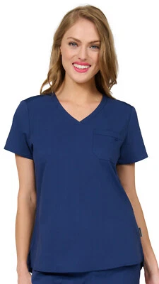 Evolution Scrubs Women's Performance V-Neck Tuck In Top, NWT, Navy Blue, Large - Image 1 of 4