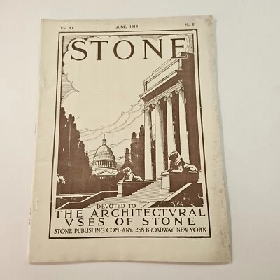 1919 Stone Magazine Architectural Uses Loaded Ads & Articles Marble Granite ETC Foto 1 de 4