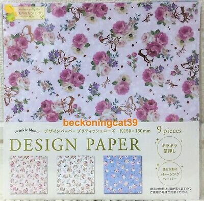 Amifa British Rose Foil Stamping Design Paper 9 Origami Fower Gift 2023 JAPAN • 3.37€