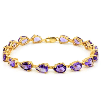 LOVELY 20.08 克拉 AMETHYST 925 黄色纯银网球手链 7.5 — 第 1/2 张图片