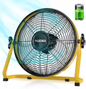Battery Operated Floor Fan - Rechargeable Powered Fan Cordless High Velocity Met - Picture 1 of 7