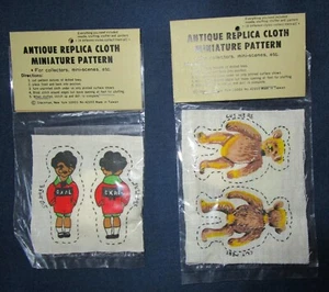 2 VINTAGE SHACKMAN ANTIQUE REPLICA CLOTH MINIATURE TEDDY BEAR & DOLL PATTERN NOS - Picture 1 of 2