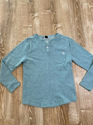 Volcom Long Sleeve Henley Button Pocket Shirt Sweatshirt Terry Green Men Small - Image 1 of 4