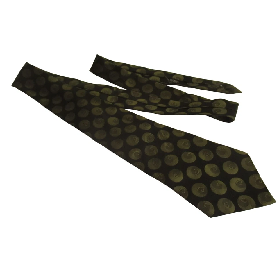 Corbata de cuello de seda vintage para hombre verde 3,5” 52” estampado de corona remolino Foto 1 de 4