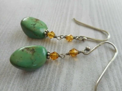 Pendientes colgantes Silpada turquesa plata de ley ligeramente oxidada W1290 RE21B Foto 1 de 4