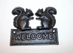 Gusseisen EICHHÖRNCHEN WILLKOMMEN Plakette Schild rustikal Ranch Wanddeko - Bild 1 von 6