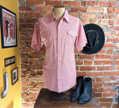 Camisa Occidental Ruddock Rosa Cuadros Años 80 De Colección Para Hombres Estilo Vaquero Manga Corta XL Foto 1 de 4