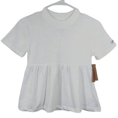 Camisa Top L Steve Madden Niños Niñas Blanco Brillante Peplum Terry Tela Nueva con Etiquetas L 12 Foto 1 de 4