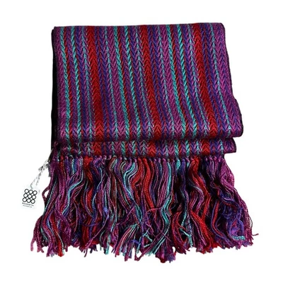 Kneeland Co. Bufanda Tejida Multicolor Rayas Flecos Accesorio de Moda Foto 1 de 4