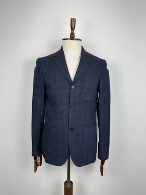 Barbour Wool/Linen Check Tailored Blazer Navy Blue Men’s Size 38R - Image 1 of 4