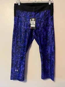 Leggings recortados capri Under Armour para mujer talla grande púrpura camuflaje Heatgear nuevos con etiquetas - Imagen 1 de 11