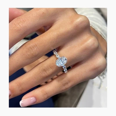 Diamond Ring Oval F VS1 IGI Cert 2.2 Carat Accented Labcreated 18K White Gold - Image 1 of 4