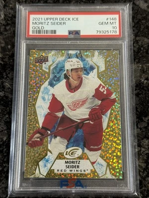 2021 Upper Deck Moritz Seider Ice Gold 148 PSA 10 Rookie RC Red Wings - Image 1 of 2