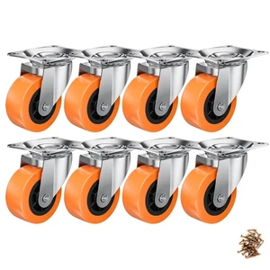 2 Inch Casters, Caster Wheels/Casters Set of 8, 360° Swivel Universal Plate C... - Picture 1 of 6