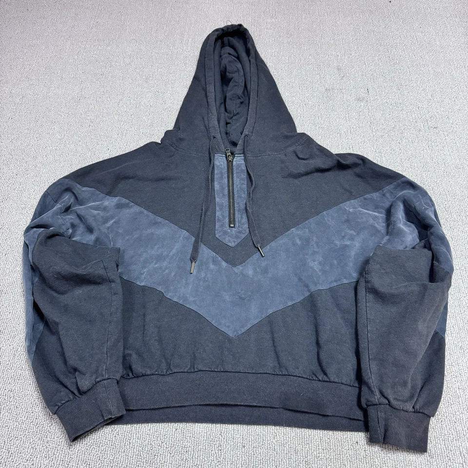 Sudadera con Capucha ROSA Gris Manga Larga 1/4 Cremallera Mujer Talla Grande Foto 1 de 4