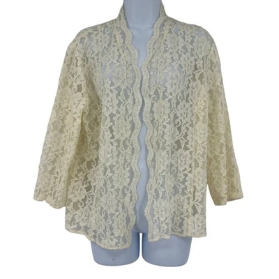 Cárdigan De Colección Años 90 Laura Ashley Encaje Perla Mujer 16 Coqueta Cottagecore Novia Foto 1 de 4