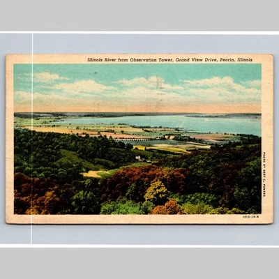 Postcard Illinois River Observation Tower Grand View Drive Peoria - Image 1 of 3