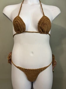 Brown Crochet Bikini Set Handmade In Colombia - Picture 1 of 6
