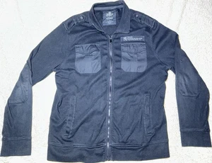 Express Mens Black Full Zip Military Jacket Large 100% Cotton Truth & Valor NYC - Picture 1 of 19