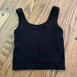 Athleta Girl Rise Above Rib Crop Tank size Large black Ribbed Cropped - Picture 1 of 5