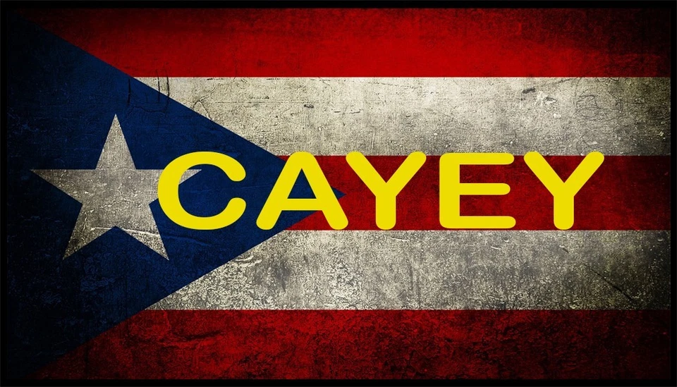 Cayey Pueblo Puerto Rico Flag Patch W/  Hook & Loop Fastener Black Border - Image 1 of 1