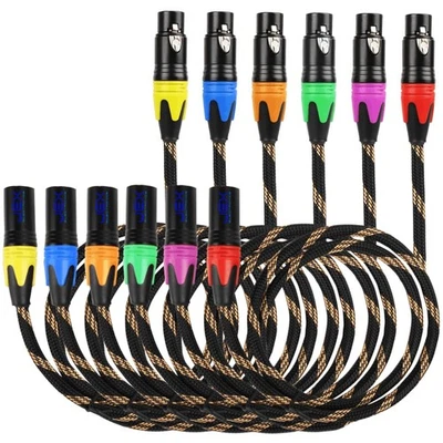 6pc 6ft Multi Color XLR Microphone cable Male to Female for Podcast Audio Mixer - Image 1 of 2