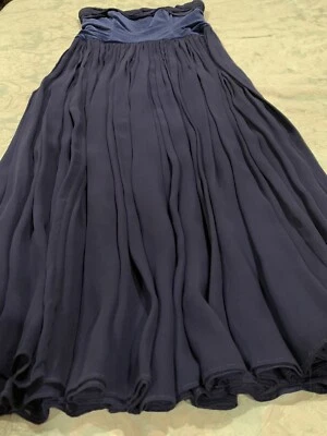 LAURA ASHLEY Dress VINTAGE 50s style ball hourglass Velvet Navy Blue Long Sz 10 - Image 1 of 4