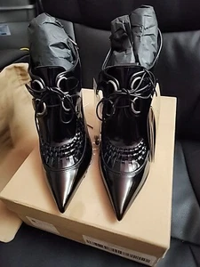 Burberry Black Patent Leather Buckton Pointed Toe Pumps - Picture 1 of 5