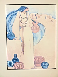 G.E. Mullan (American, b. 1943) print, ca. 1970s. A framed print of a Pueblo Ind - Picture 1 of 4