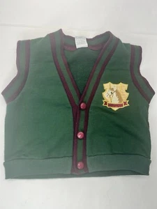 Vintage Kids Toddler Cardigan Vest Varsity Style Green with Horse Patch Sz 3 - Picture 1 of 8