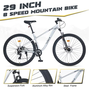 Mountain Bike 8 Speed 29 in Wheels Front Suspension Steel Frame for Men Women - Picture 1 of 6