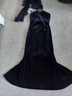 Tessara London full-length black velvet halterneck dress, size 10