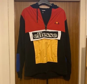 Ellesse vintage fleece UK M Medium 1/4 zip black/red/yellow 80’s colour lock - Picture 1 of 17