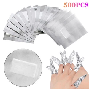 500PCS Aluminium Foil Nail Wrap Art Soak Off Gel Polish Remover Manicure Cleaner - Picture 1 of 9