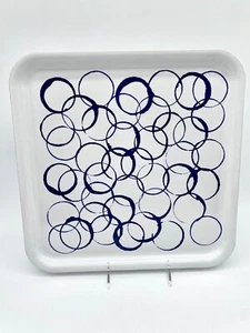 IKEA Medlem Square Tray White Blue Drink Glass Rings Modern Kitchen Serving 13” - Picture 1 of 9