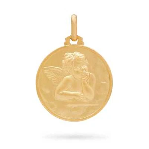 18k Gold Medal Cherub Angel Pendant Medallion Religious from Vatican Leo - Picture 1 of 11
