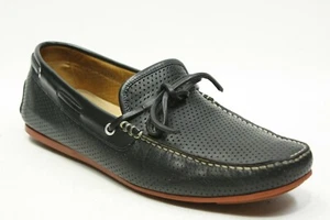 SANTONI DRIVER BLUE PERFORATE LEATHER 9.5 D - Picture 1 of 12