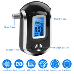 Digital LCD Police Breath Breathalyzer Test Alcohol Tester Analyzer Detector - Picture 1 of 9