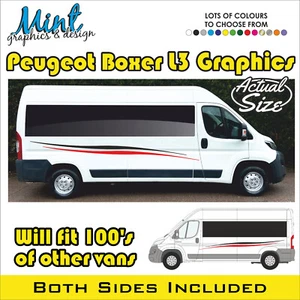 L3 PEUGEOT BOXER LWB EXLWB AUTOCARAVANA CÁMPER FURGONETA RAYAS GRÁFICOS CALCOMANÍAS 006 - Imagen 1 de 4