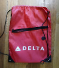 Delta Airlines Red Drawstring Zipper SHOULDER Bag Cinch Sack BACK Pack