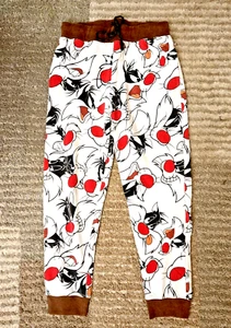 Vintage Looney Tunes Pants Size L White Sylvester Sleepwear All Over Print - Picture 1 of 13