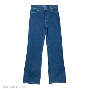 Pantalones de mezclilla NYDJ azul oscuro lavado tiro medio elevación pliegue pierna recta talla 6 - Imagen 1 de 5