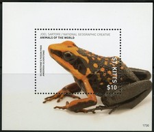 ST. KITTS  2017  NAT'L GEORGRAPHIC ANIMALS OF THE WORLD POISON FROG  S/S MINT NH